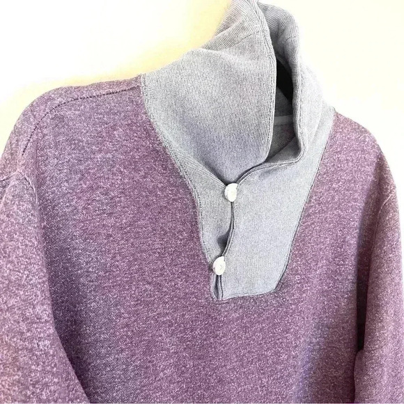 Bonobos Purple/Gray 100% Cotton High Collar Button Shetland Sweater Size XL - Picture 4 of 10